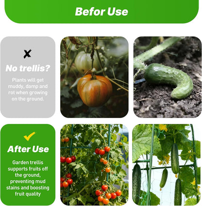 47''X47''Cucumber Trellis, Garden Trellis U-Shape Plant Support for Climbing Plants Metel Arch with Netting for Raised Garden Bed Outdoor Cucumbers, Tomatoes, Vine Climbing Plant