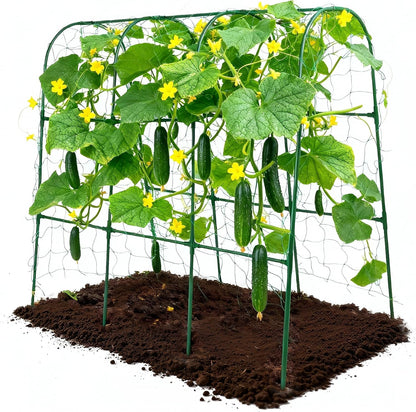 47''X47''Cucumber Trellis, Garden Trellis U-Shape Plant Support for Climbing Plants Metel Arch with Netting for Raised Garden Bed Outdoor Cucumbers, Tomatoes, Vine Climbing Plant