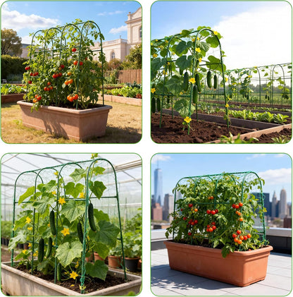 47''X47''Cucumber Trellis, Garden Trellis U-Shape Plant Support for Climbing Plants Metel Arch with Netting for Raised Garden Bed Outdoor Cucumbers, Tomatoes, Vine Climbing Plant