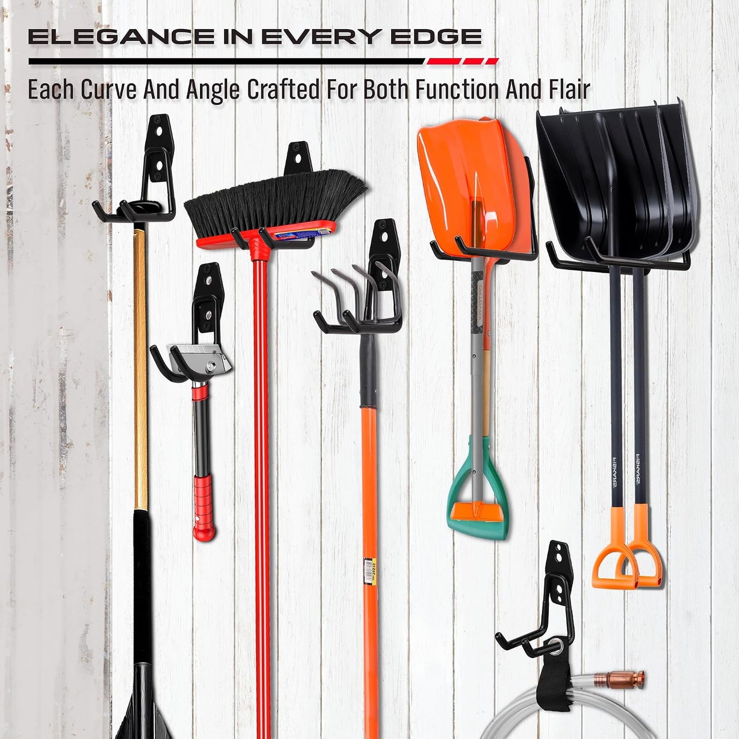 20 Pack Heavy Duty Garage Storage Hooks with Extension Cord Organizer, Solid Steel Wall Mount Hook Set with Anti-Slip Coating Utility J Hooks for Ladders,Bikes,Ropes,Broom,Garden,Yard and Power Tools