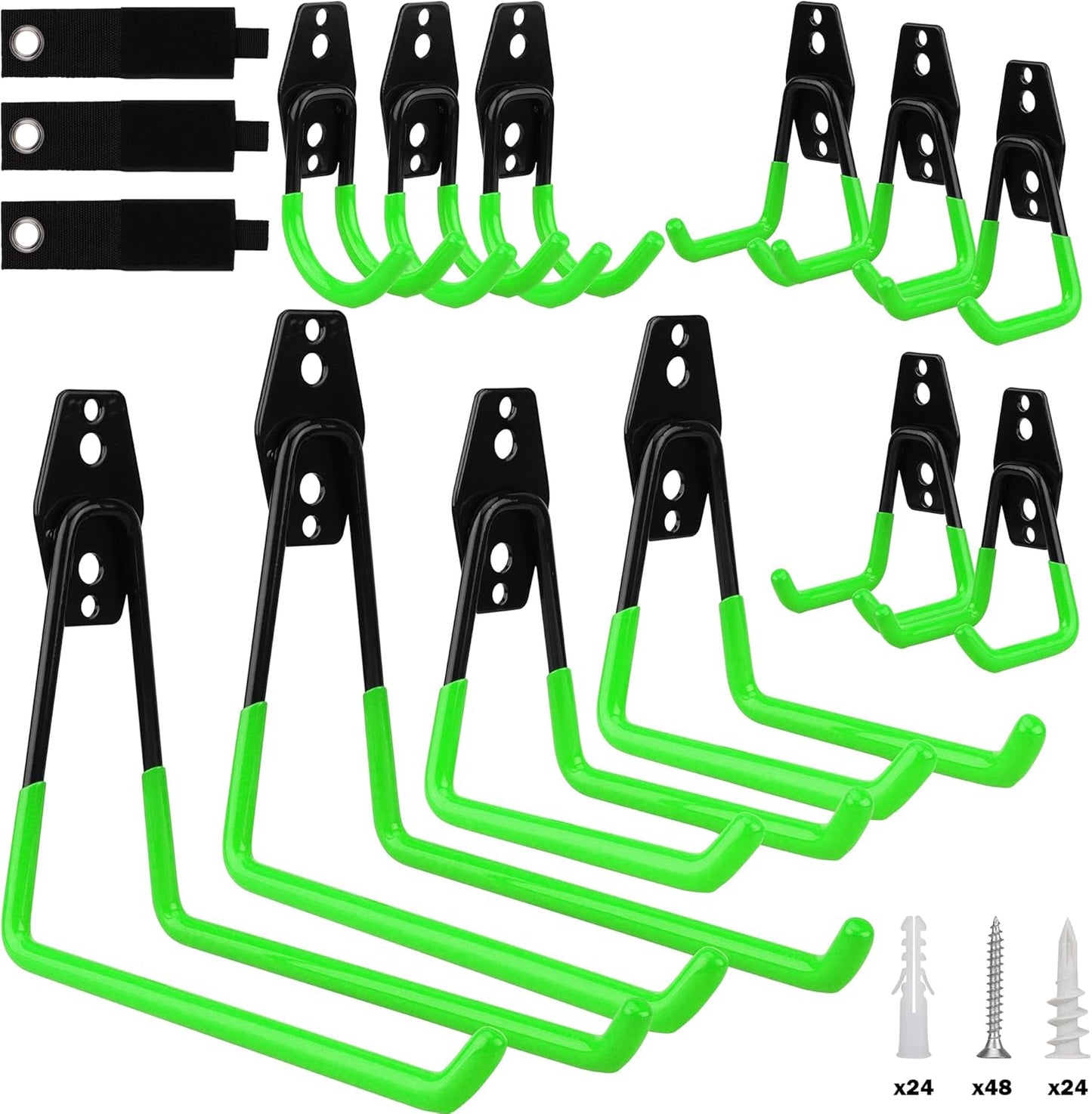 20 Pack Heavy Duty Garage Storage Hooks with Extension Cord Organizer, Solid Steel Wall Mount Hook Set with Anti-Slip Coating Utility J Hooks for Ladders,Bikes,Ropes,Broom,Garden,Yard and Power Tools
