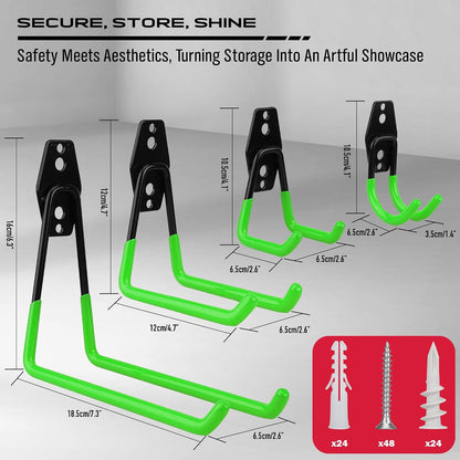 20 Pack Heavy Duty Garage Storage Hooks with Extension Cord Organizer, Solid Steel Wall Mount Hook Set with Anti-Slip Coating Utility J Hooks for Ladders,Bikes,Ropes,Broom,Garden,Yard and Power Tools