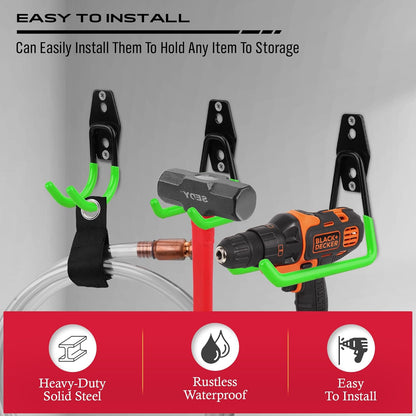 20 Pack Heavy Duty Garage Storage Hooks with Extension Cord Organizer, Solid Steel Wall Mount Hook Set with Anti-Slip Coating Utility J Hooks for Ladders,Bikes,Ropes,Broom,Garden,Yard and Power Tools