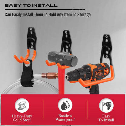 20 Pack Heavy Duty Garage Storage Hooks with Extension Cord Organizer, Solid Steel Wall Mount Hook Set with Anti-Slip Coating Utility J Hooks for Ladders,Bikes,Ropes,Broom,Garden,Yard and Power Tools