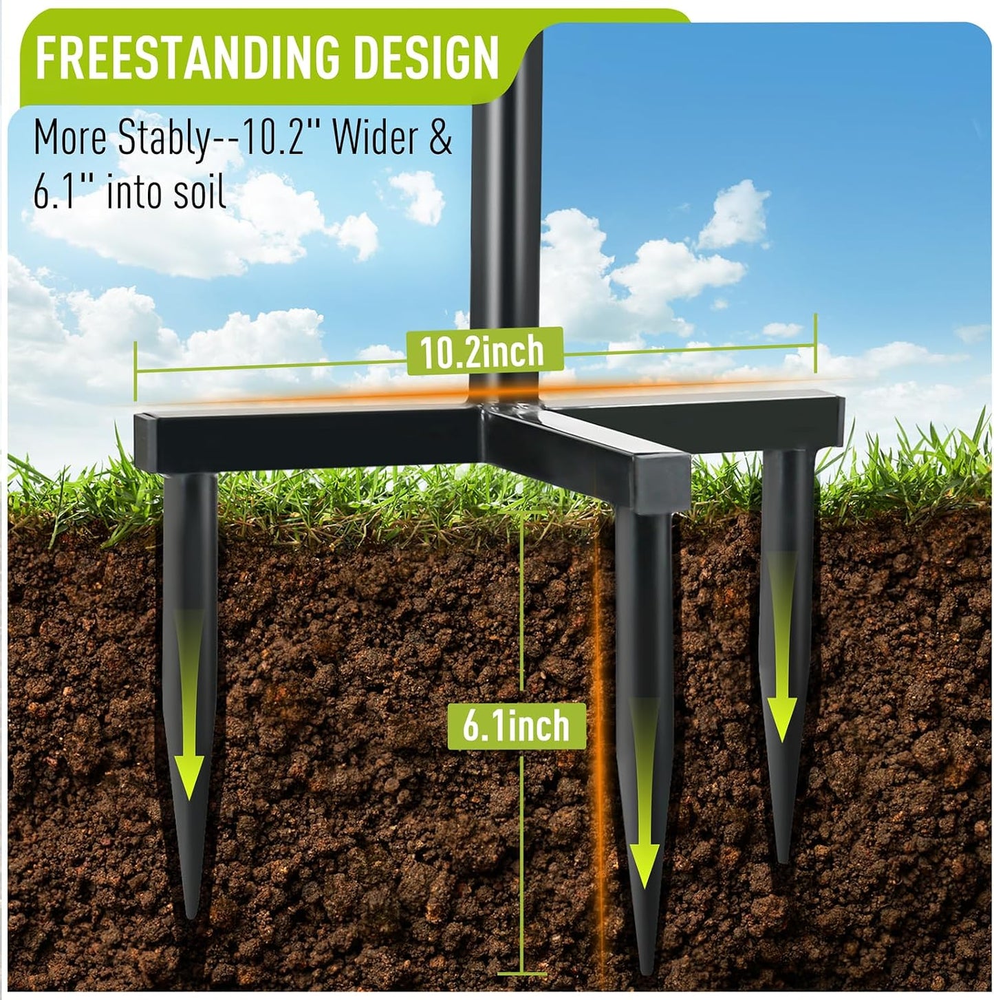 Freestanding Garden Hose Holder, Come with 50FT Water Hose 1/2", Heavy Duty Anti-Rust Hose Hanger for Outdoor Hose Storage