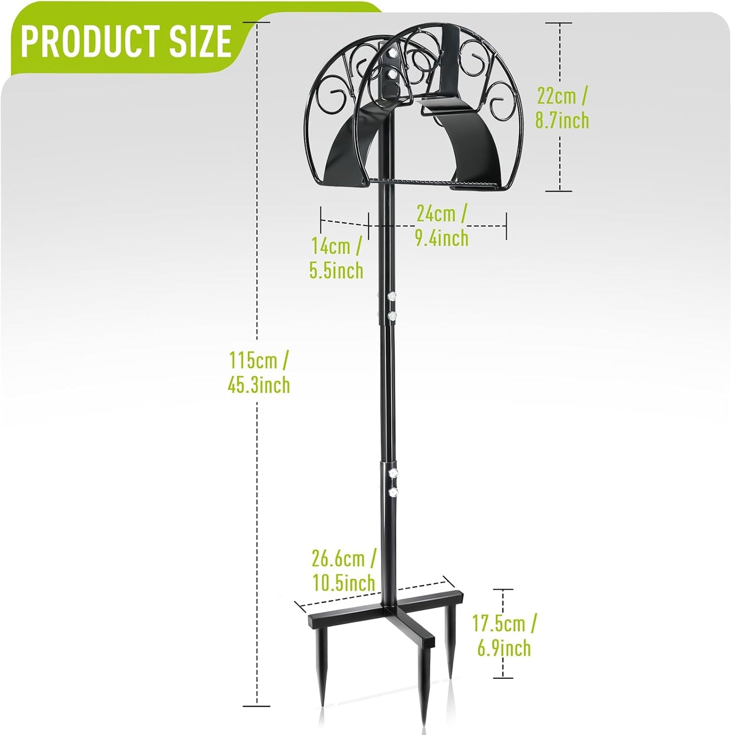 Freestanding Garden Hose Holder, Come with 50FT Water Hose 1/2", Heavy Duty Anti-Rust Hose Hanger for Outdoor Hose Storage