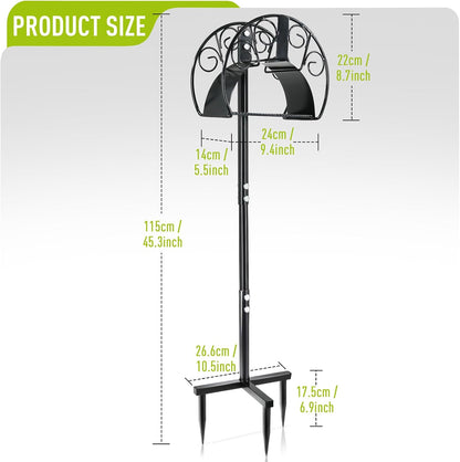 Freestanding Garden Hose Holder, Come with 50FT Water Hose 1/2", Heavy Duty Anti-Rust Hose Hanger for Outdoor Hose Storage