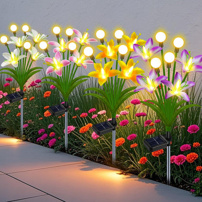 Solar Lights Outdoor 4 Pack 24 Solar Sunflower Flowers Lights Garden Decor