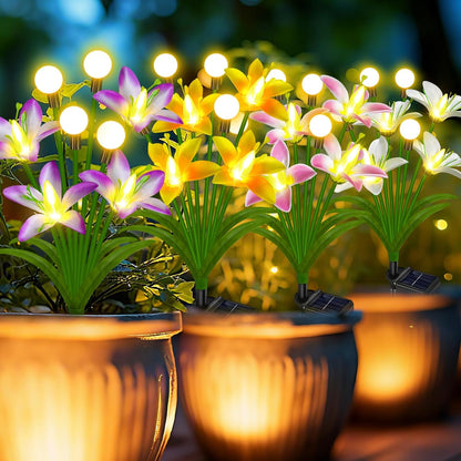 Solar Lights Outdoor 4 Pack 24 Solar Sunflower Flowers Lights Garden Decor