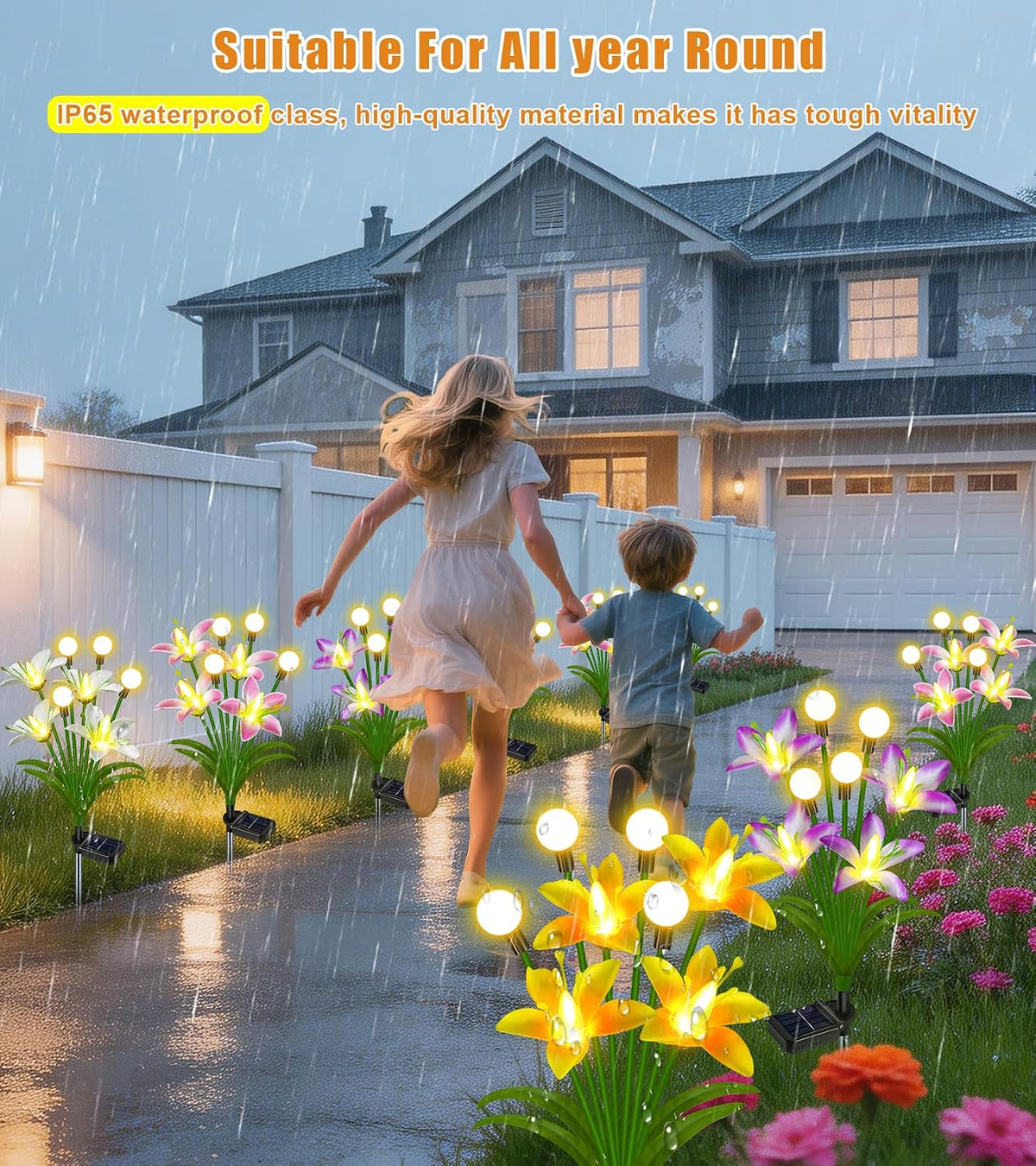 Solar Lights Outdoor 4 Pack 24 Solar Sunflower Flowers Lights Garden Decor
