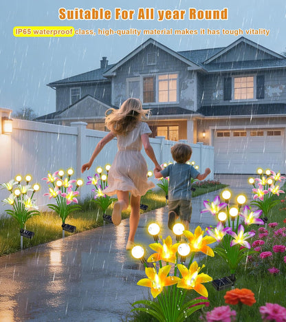 Solar Lights Outdoor 4 Pack 24 Solar Sunflower Flowers Lights Garden Decor