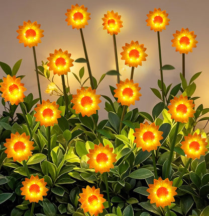 Solar Lights Outdoor 4 Pack 24 Solar Sunflower Flowers Lights Garden Decor