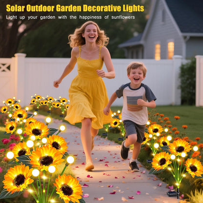 Solar Lights Outdoor 4 Pack 24 Solar Sunflower Flowers Lights Garden Decor