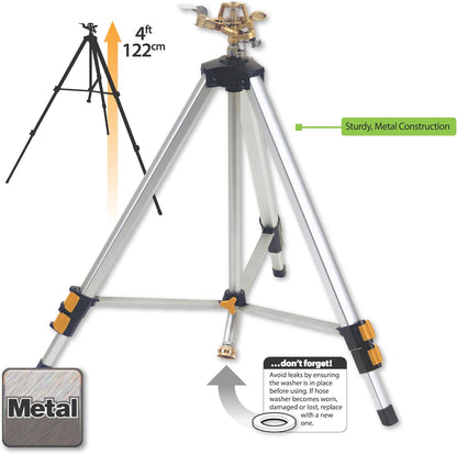 65162AMZ Metal Pulsating Sprinkler with QuickConnect Set, Amazon Bundle, XT Tripod