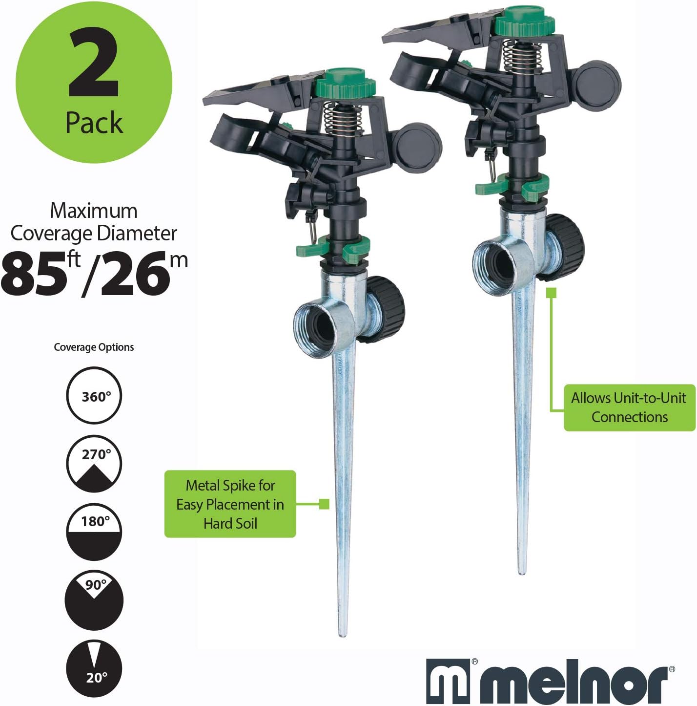65162AMZ Metal Pulsating Sprinkler with QuickConnect Set, Amazon Bundle, XT Tripod