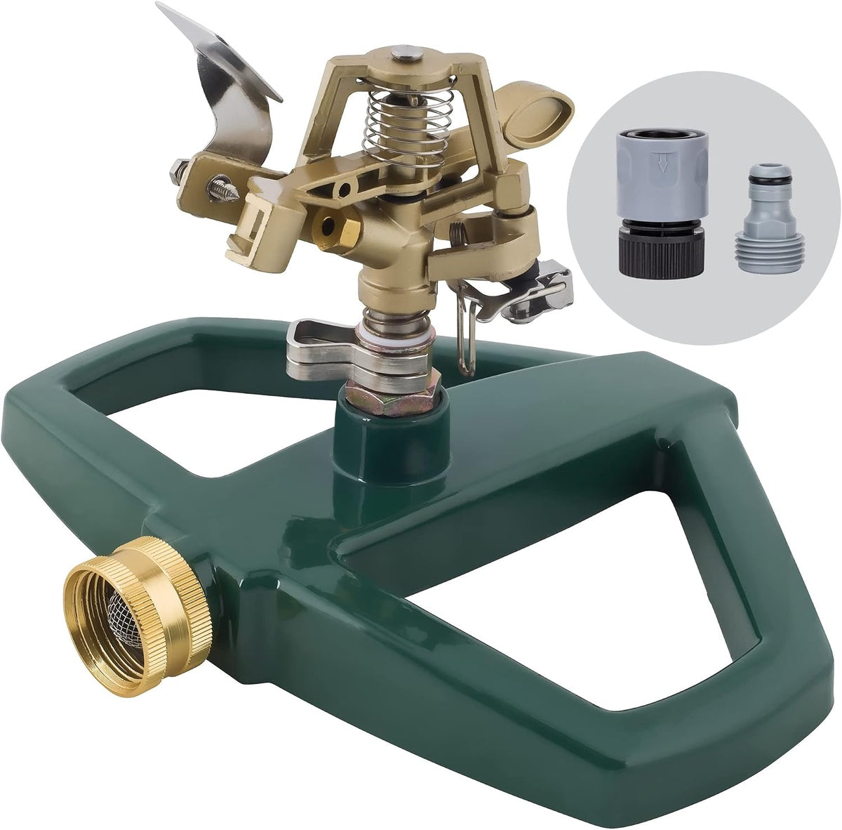 65162AMZ Metal Pulsating Sprinkler with QuickConnect Set, Amazon Bundle, XT Tripod