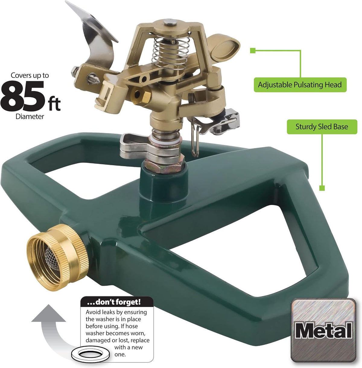 65162AMZ Metal Pulsating Sprinkler with QuickConnect Set, Amazon Bundle, XT Tripod