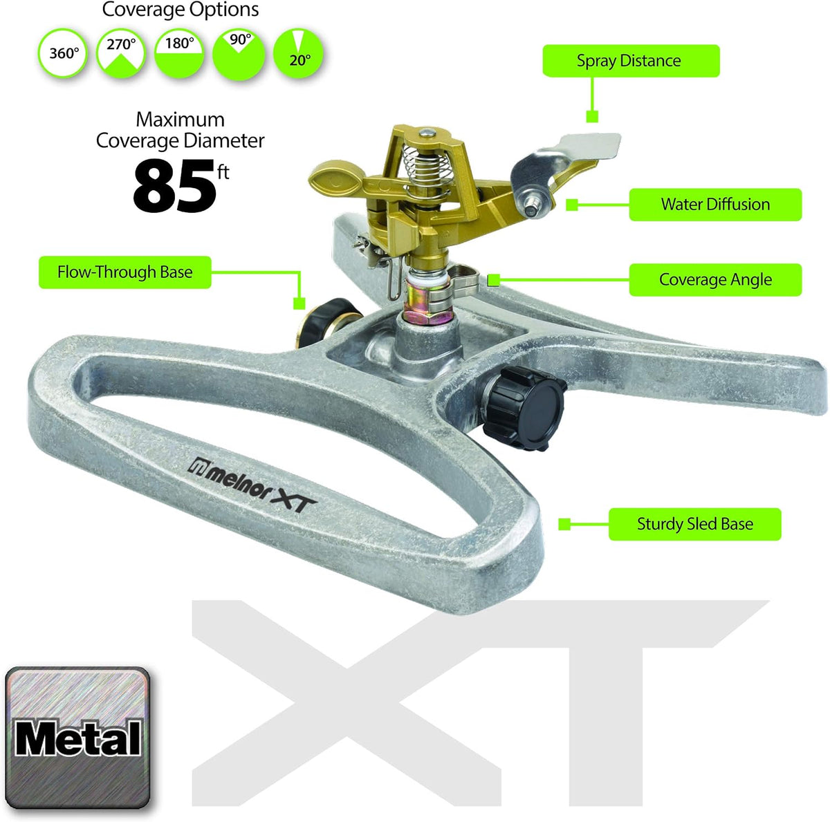 65162AMZ Metal Pulsating Sprinkler with QuickConnect Set, Amazon Bundle, XT Tripod