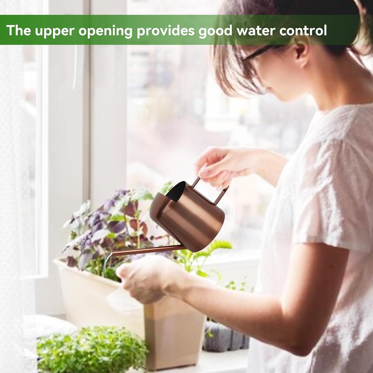 Watering Can 10oz/300ml, Stainless Steel Long Spout Watering Pot Watering Sprinkling Pot for Indoor Outdoor Garden Flower Succulents Plant