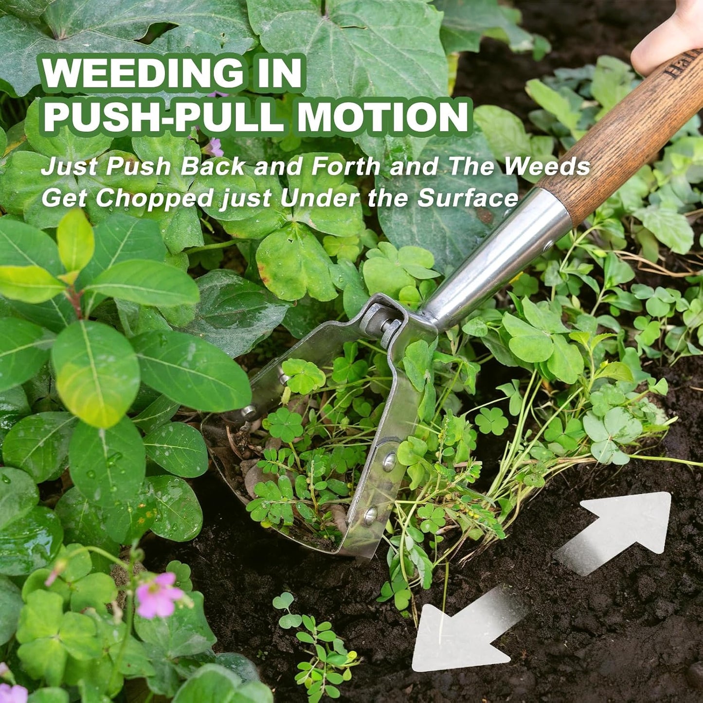 Scuffle Hoe, 16.8'' Stirrup Hoe for Weeding in Raised Bed