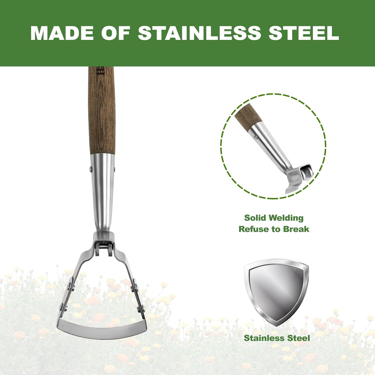 Scuffle Hoe, 16.8'' Stirrup Hoe for Weeding in Raised Bed