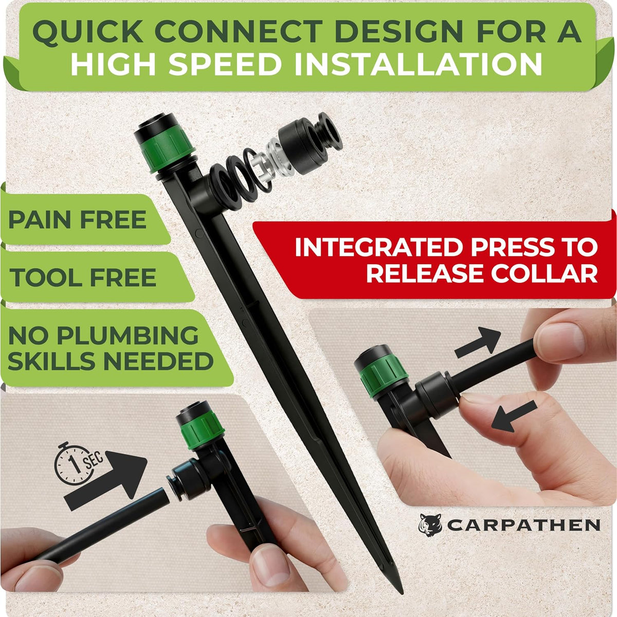 CARPATHEN Drip Irrigation System Kit for Garden Watering, Sprinkler, 100 ft