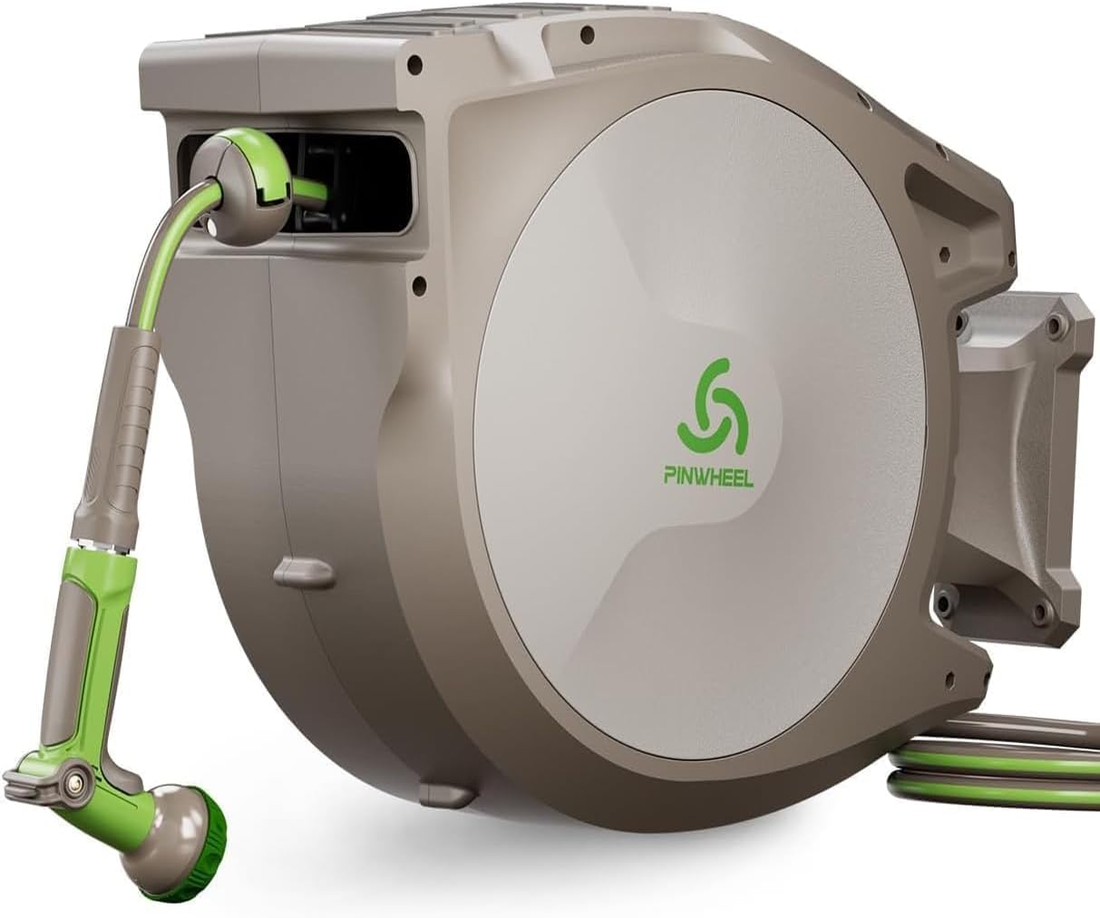 5/8in 75FT Retractable Garden Hose Reel, Automatic Retractable Hose with 10-Pattern Spray Nozzle, 180° Swivel Bracket, 3-Layer PVC Durable Water Hose for Yard Lawn Care
