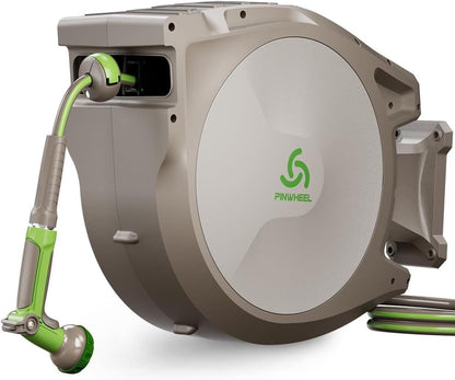 5/8in 75FT Retractable Garden Hose Reel, Automatic Retractable Hose with 10-Pattern Spray Nozzle, 180° Swivel Bracket, 3-Layer PVC Durable Water Hose for Yard Lawn Care