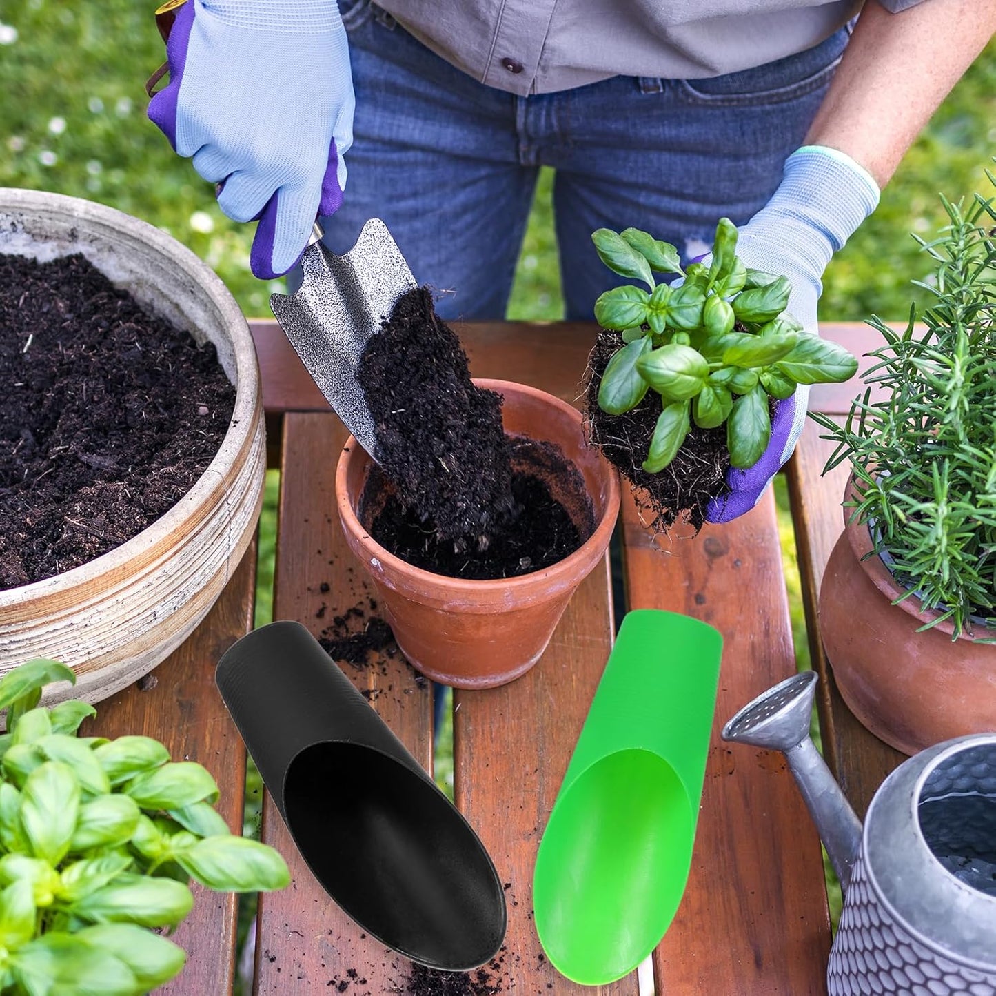 Bonsai Soil Scoop 6.3" x 1.8" Plastic Colorful Mini Garden Shovel Cultivation Digging Transplanting Tools for Plant Flower Succulent Coffee Beans, White