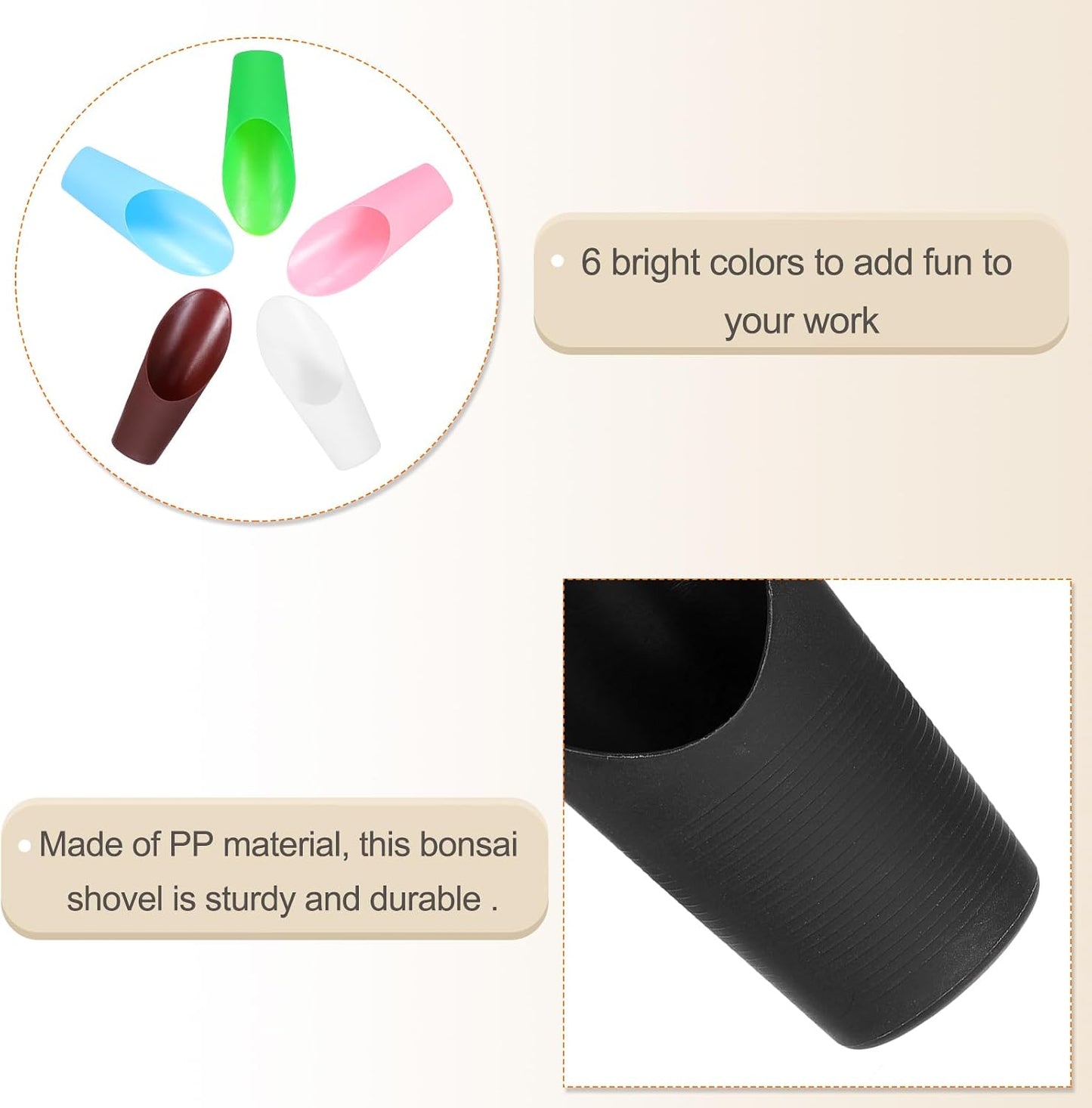Bonsai Soil Scoop 6.3" x 1.8" Plastic Colorful Mini Garden Shovel Cultivation Digging Transplanting Tools for Plant Flower Succulent Coffee Beans, White