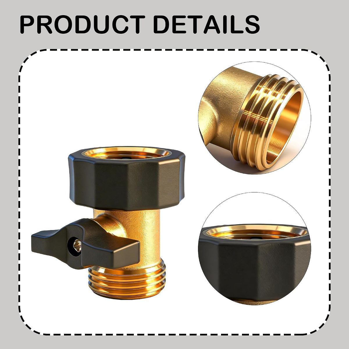 Garden Hose Shut Off Valve, 2 Pack 3/4 Inch Heavy Duty Brass Water Shut Off Valve, Garden Hose Connector Extended Handle with 4 Extra Rubber Washers