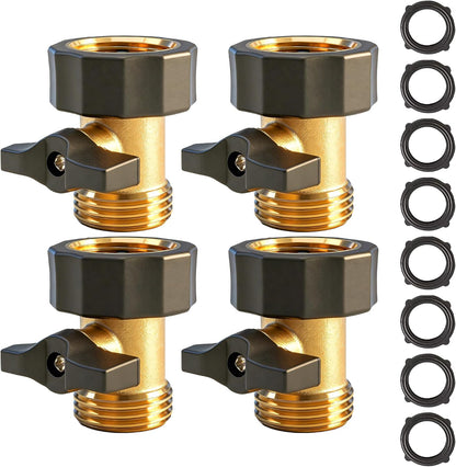 Garden Hose Shut Off Valve, 2 Pack 3/4 Inch Heavy Duty Brass Water Shut Off Valve, Garden Hose Connector Extended Handle with 4 Extra Rubber Washers