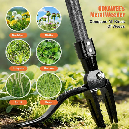 Stand Up Weed Puller Tool with 46″ Long Handle, Manual Weeder Tool