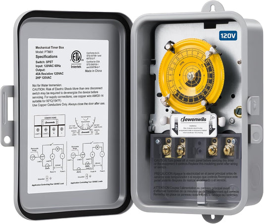 24-Hour Mechanical Timer Switch - 120VAC SPST, 2HP 40A