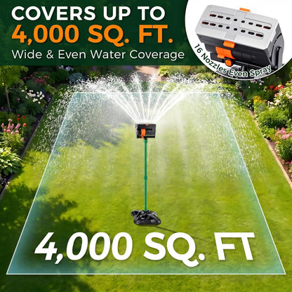 4 Way Adjustable Mini Turbo Oscillating Lawn Sprinkler(Plastic Base)