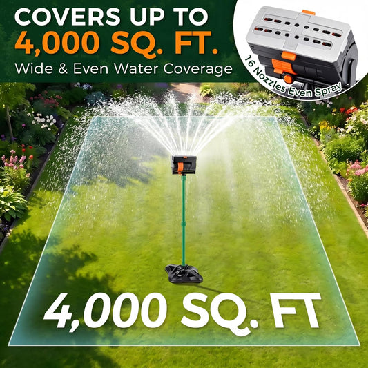 4 Way Adjustable Mini Turbo Oscillating Lawn Sprinkler(Plastic Base)