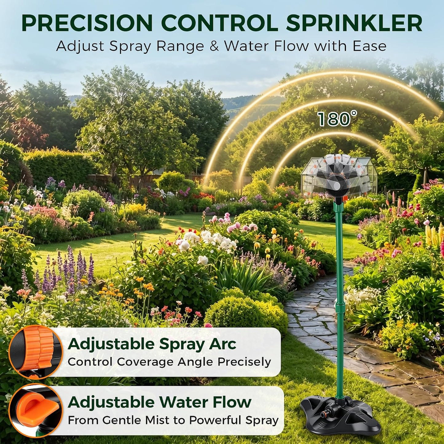 4 Way Adjustable Mini Turbo Oscillating Lawn Sprinkler(Plastic Base)