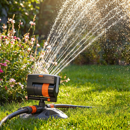 4 Way Adjustable Mini Turbo Oscillating Lawn Sprinkler(Plastic Base)