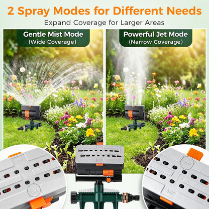 4 Way Adjustable Mini Turbo Oscillating Lawn Sprinkler(Plastic Base)
