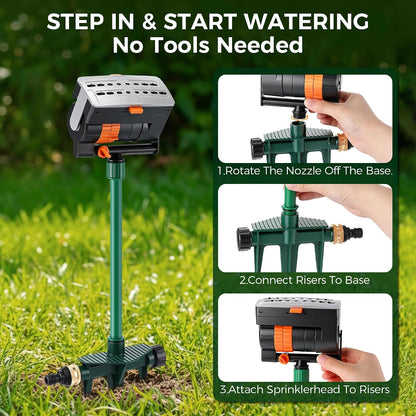 4 Way Adjustable Mini Turbo Oscillating Lawn Sprinkler(Plastic Base)