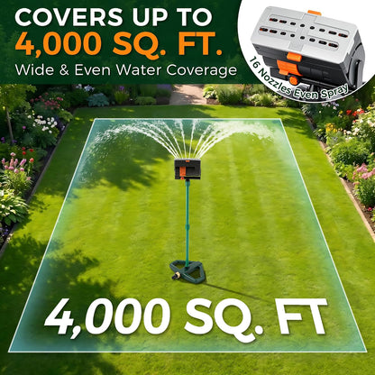 4 Way Adjustable Mini Turbo Oscillating Lawn Sprinkler(Plastic Base)