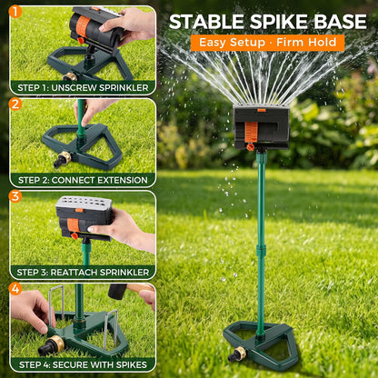 4 Way Adjustable Mini Turbo Oscillating Lawn Sprinkler(Plastic Base)