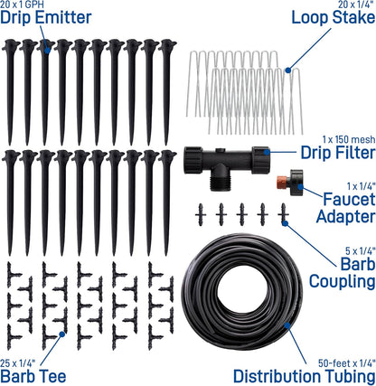 91944 Tomato Garden Drip Irrigation System - Complete 10-Plant Watering Kit with Push-Connect Fittings, Water-Saving Design for Vegetables & Garden Boxes