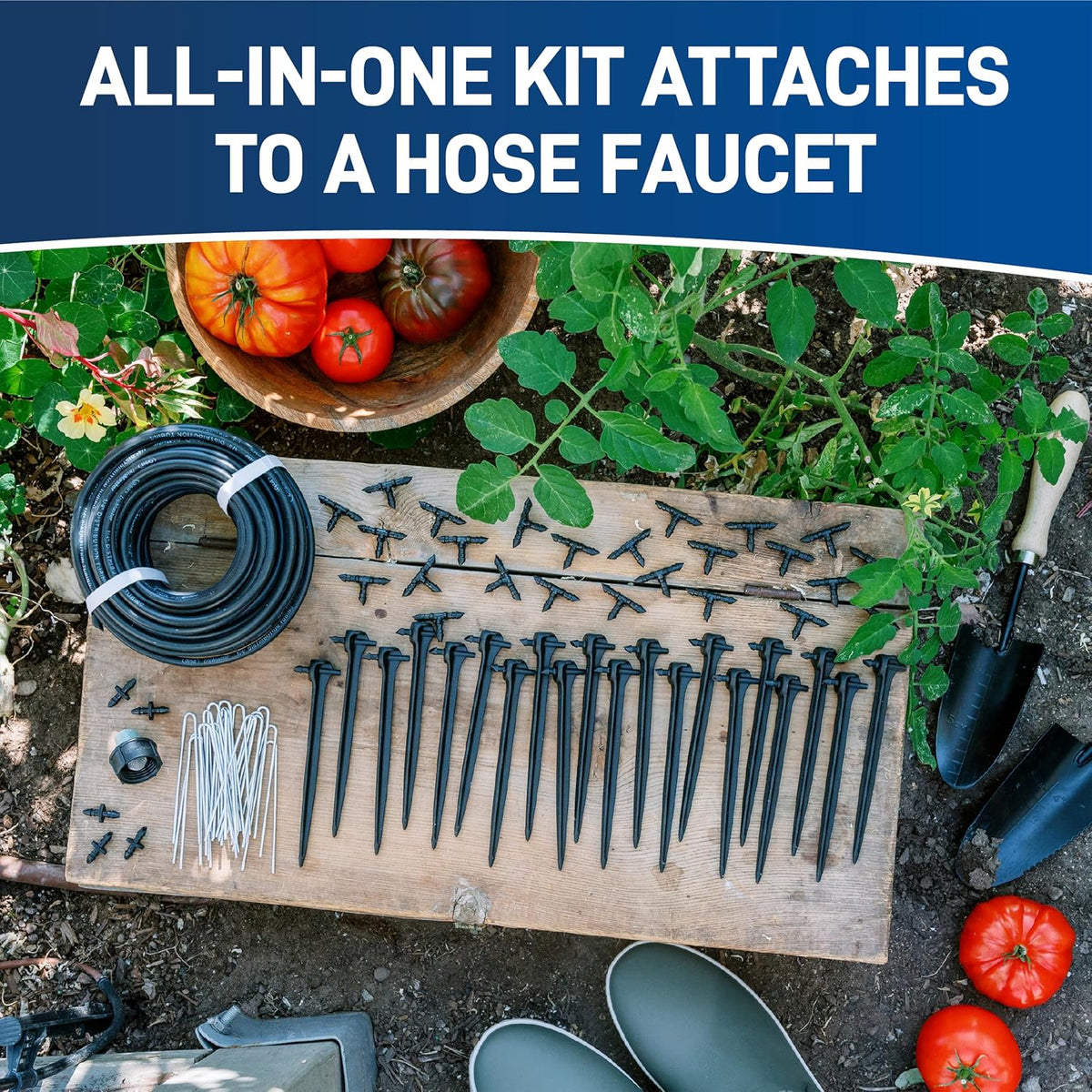 91944 Tomato Garden Drip Irrigation System - Complete 10-Plant Watering Kit with Push-Connect Fittings, Water-Saving Design for Vegetables & Garden Boxes