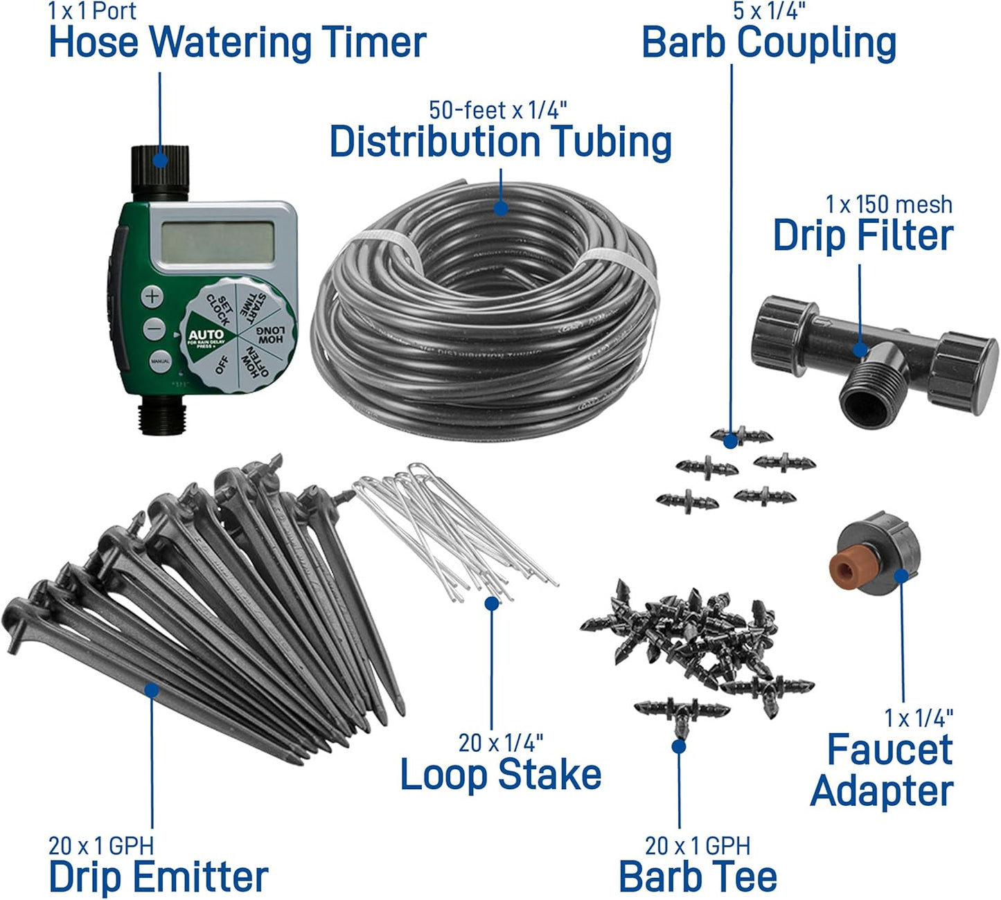 91944 Tomato Garden Drip Irrigation System - Complete 10-Plant Watering Kit with Push-Connect Fittings, Water-Saving Design for Vegetables & Garden Boxes