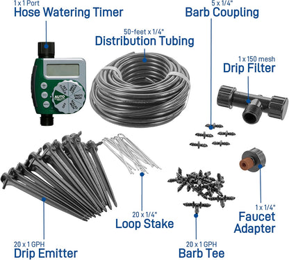 91944 Tomato Garden Drip Irrigation System - Complete 10-Plant Watering Kit with Push-Connect Fittings, Water-Saving Design for Vegetables & Garden Boxes