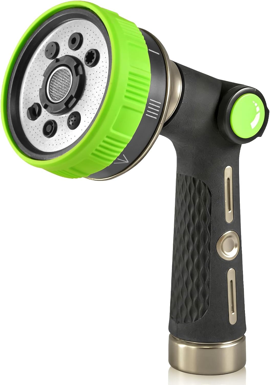 Hose Sprayer Nozzle Heavy Duty - 8 Spray Patterns Garden Hose Nozzle with Adjustable Flow Control for Watering Plants, Washing Cars,Washing Pets, Thumb Control (Green)