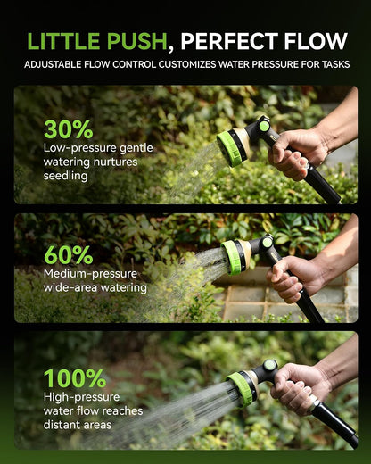 Hose Sprayer Nozzle Heavy Duty - 8 Spray Patterns Garden Hose Nozzle with Adjustable Flow Control for Watering Plants, Washing Cars,Washing Pets, Thumb Control (Green)
