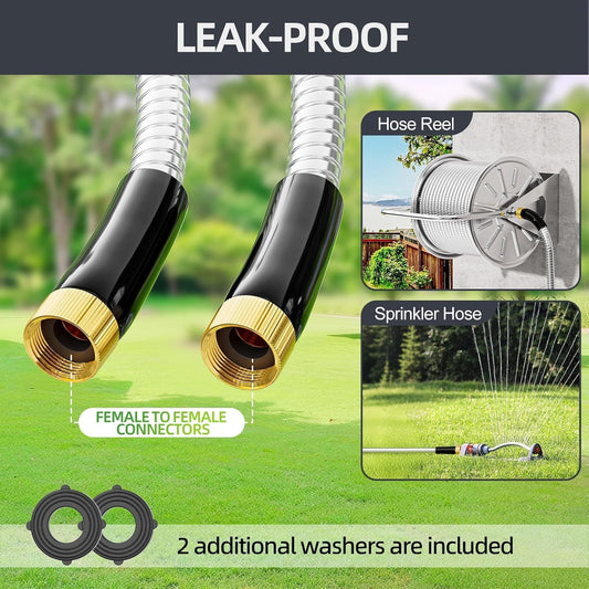 1/2"x 5FT 304 Stainless Steel Short Leader Garden Hose for Reel