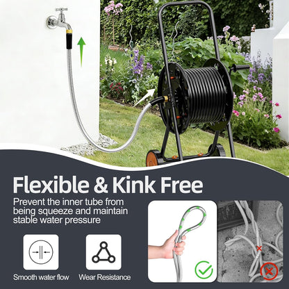 1/2"x 5FT 304 Stainless Steel Short Leader Garden Hose for Reel